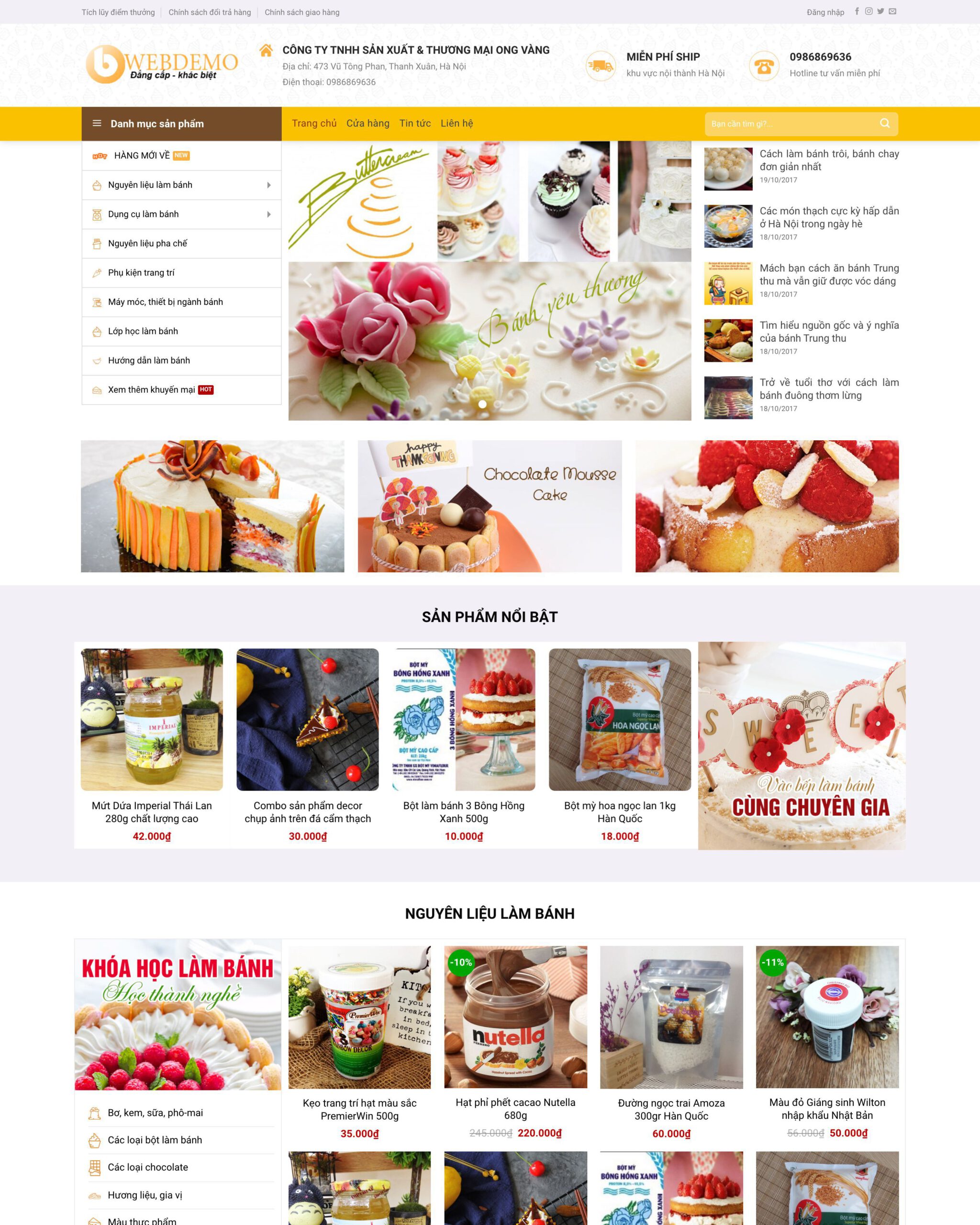Thiết kế website Bánh ngọt