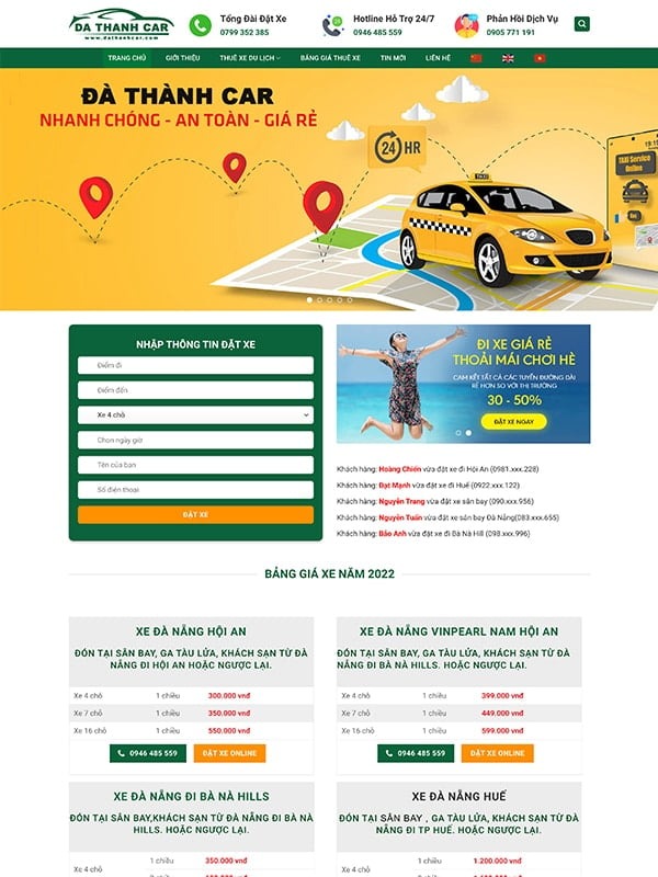 thiet ke website dich vu taxi 2