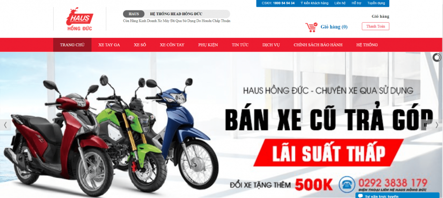 thiết kế website bán xe máy