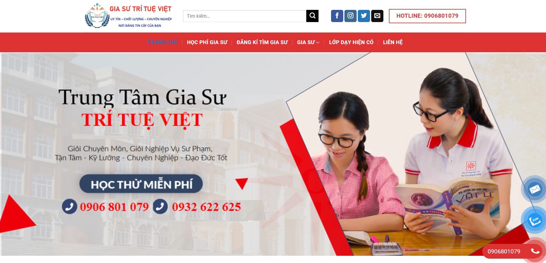 thiet ke website trung tam gia su 1