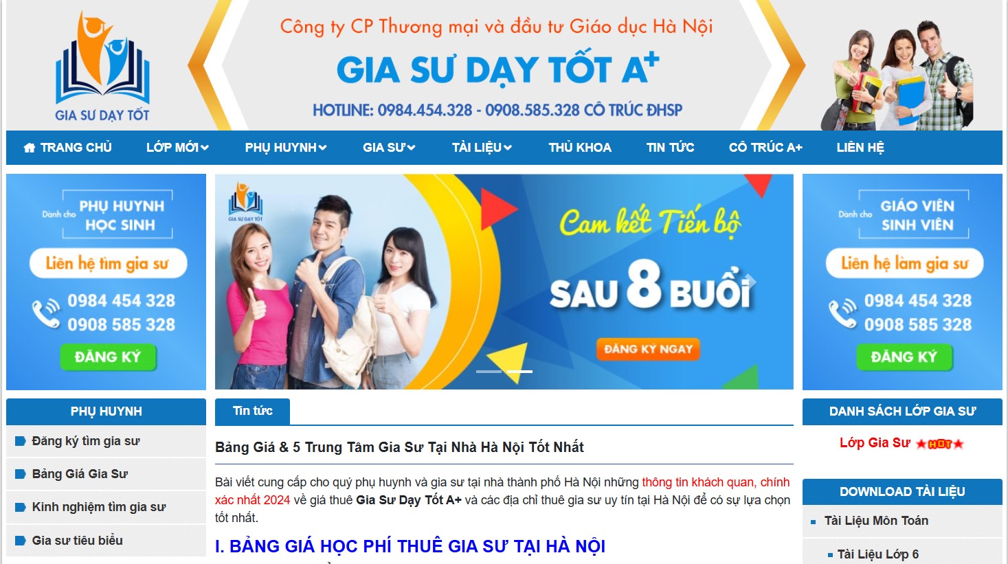 Thiết kế website trung tâm gia sư uy tín, giá rẻ