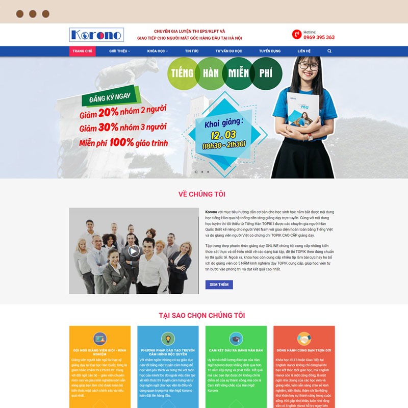 thiet ke website trung tam tieng anh 2