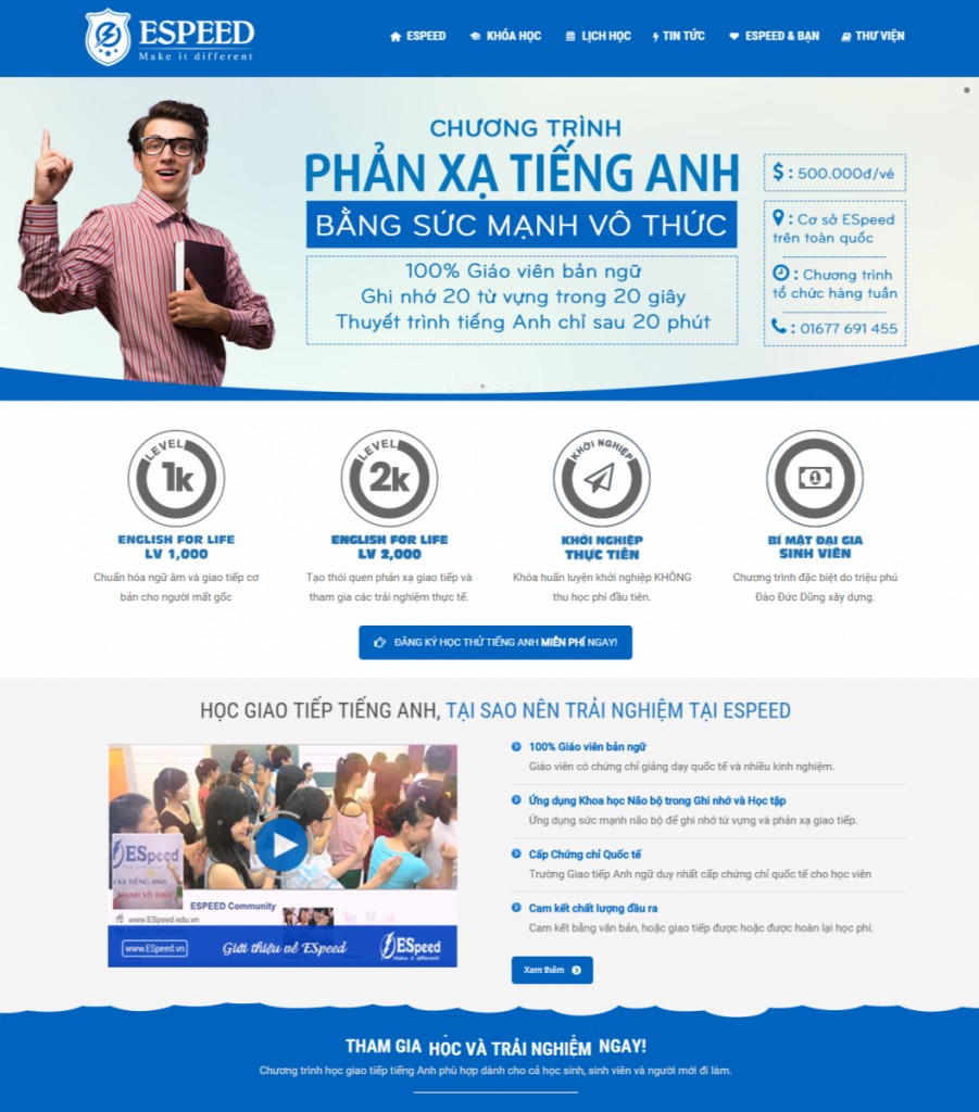 thiet ke website trung tam tieng anh